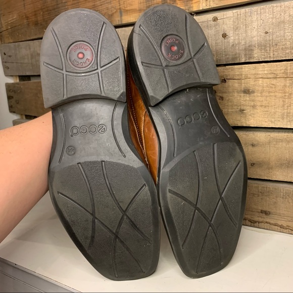 ECCO Cognac Oxford Men's Dress Shoe Square Toe Size 44 - Picture 11 of 13